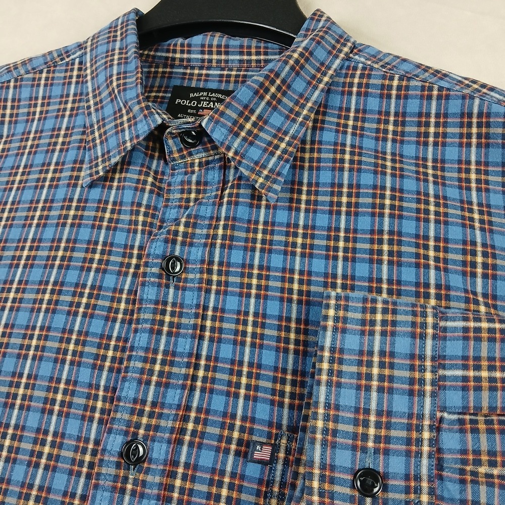 Vintage Polo Jeans Co Ralph Lauren XL Mens Shirt Long Sleeve Chambray 27x29 XXL